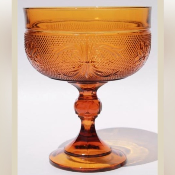 Vintage amber glass pedestal compote - Picture 4 of 5